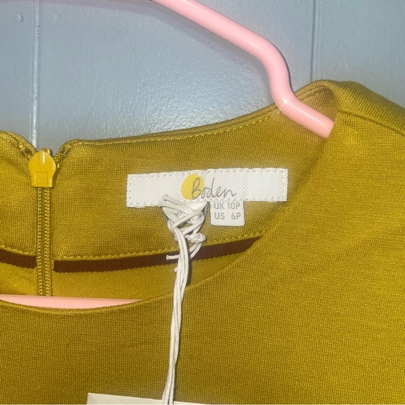 Boden Alexis Jersey Mustard Yellow Knee Length Dress 6P - Picture 3 of 11